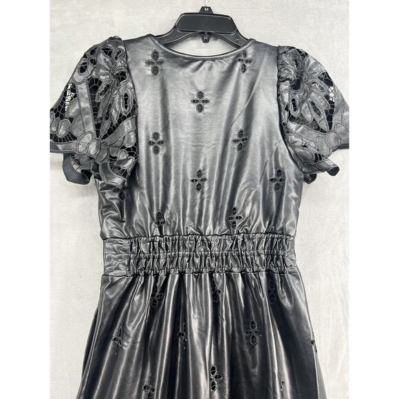 Anthropologie The Somerset Fuax Leather Edition Maxi Dress Size Small Black - Picture 11 of 16
